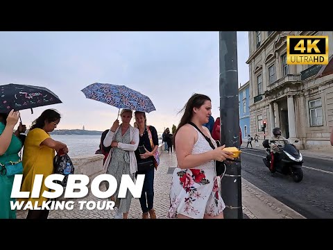 Rainy Commuter Walk Lisboa 2023 - Praça do Comércio até à Estação Ferroviária do Cais de Sodré