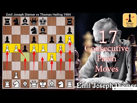 17 consecutive pawn moves | Immortal pawns game| Diemer vs Heiling 1984