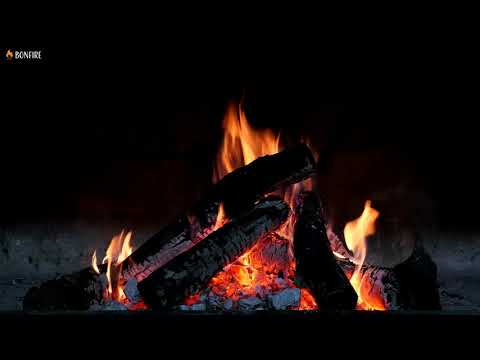 Night Campfire with Dark Background Video - 12 Hours Burning Fire Sounds & Black Screen for Sleep