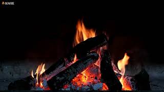 Night Campfire with Dark Background Video - 12 Hours Burning Fire Sounds &amp; Black Screen for Sleep