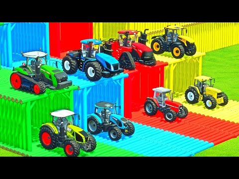 TRANSPORTING JOHN DEERE , CLAAS , LANDINI , MASSEY FERGUSON ON THE PARKOUR ! Farming Simulator 2022