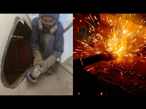 Welding the Windows in our Steel Boat - Week 19 - Vintage Yacht Restoration Vlog