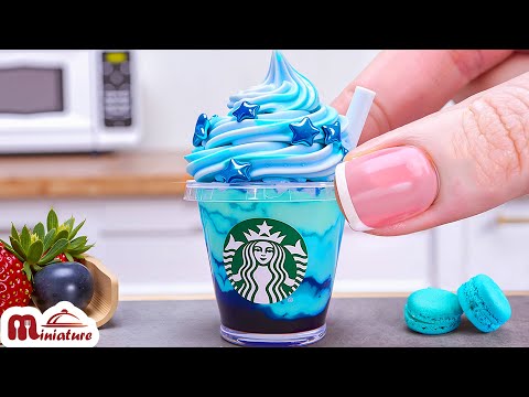 🍹 DIY Starbucks Blue Cloud Frappuccino At Home | ASMR Cooking Mini Food
