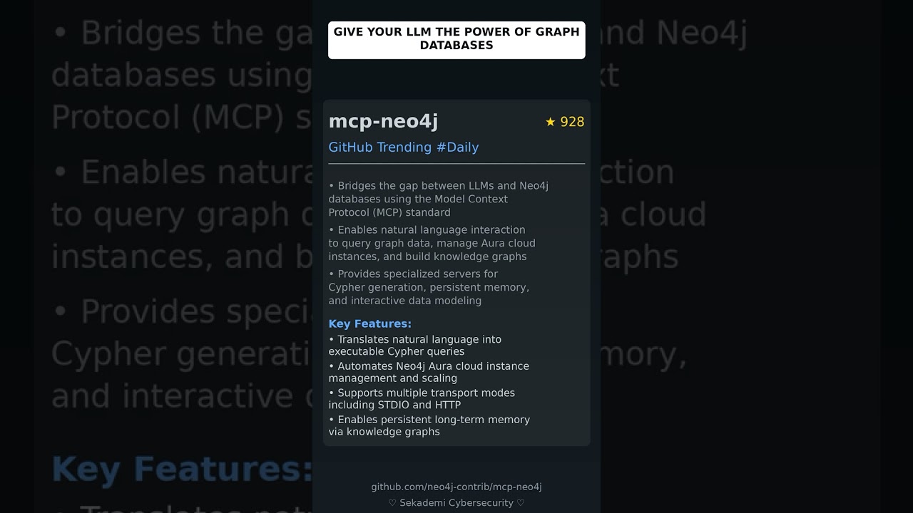 GitHub Trending Repositories: neo4j-contrib/mcp-neo4j 🇬🇧
