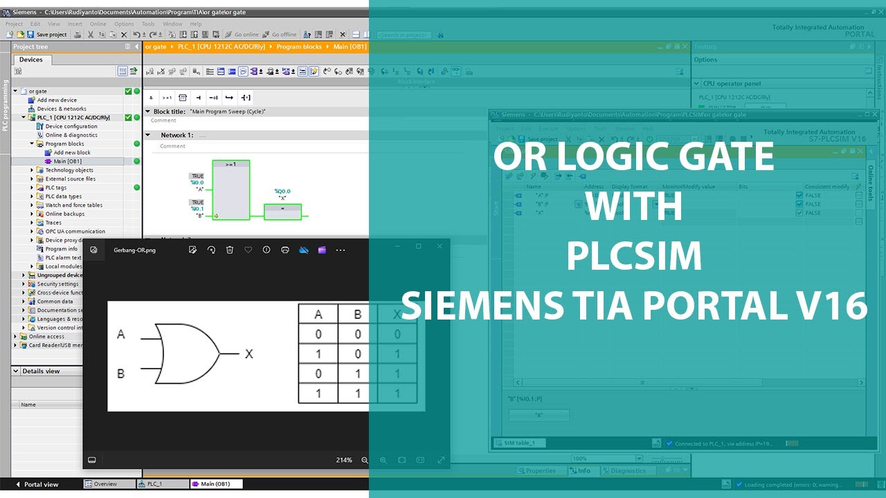 OR GATE LOGIC WITH PLCSIM - SIEMENS TIA PORTAL