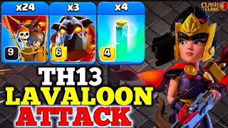 Most Overpowered Army !! Th13 Queen Walk Mass Balloon Bat Attack Strategy - Coc
