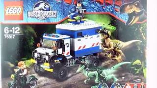 YouTube thumbnail: LEGO Jurassic World Dinosaur Raptor Rampage 75917 - Unbox and construction Lego Dinosaurs set