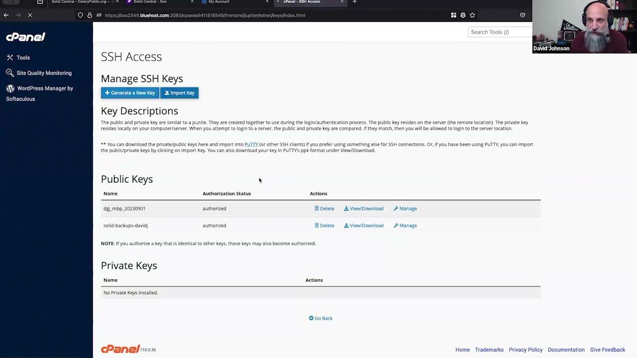 Solid Backups — NextGen: SSH Key in C Panel Demo