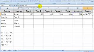MS Excel, the &quot;IF&quot; Function, &amp; Letter Grades
