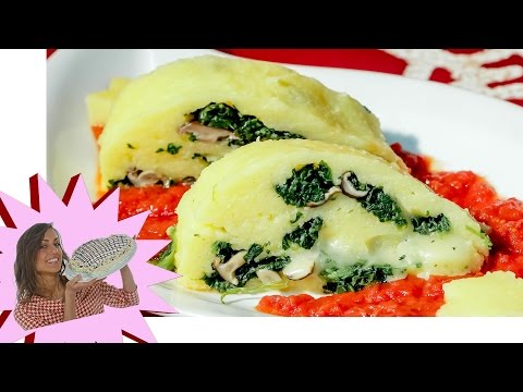 Rotolo di Polenta con Funghi e Spinaci