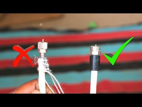 Dish Antenna Coaxial Cable F Connector Install Using Compression Tool