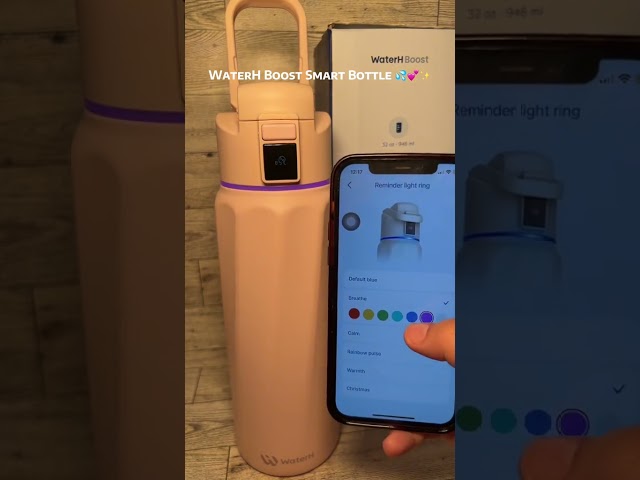 Vídeo relacionado con WaterH BOOST - Botella de agua inteligente con recordatorio y rastreador, botellas de acero inoxidable con aislamiento al vacío de doble pared, 710 ml, Azul