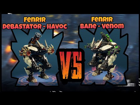 Debastator Havoc vs Bane Venom Fenrir Test server War robots no módulos, no habilidad shield #wr