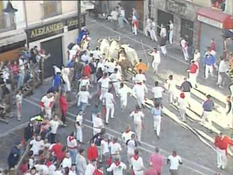 July 14 2004 encierro with Juan Pedro Domecq bulls in Pamplona