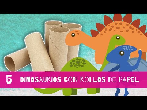 🦖 5 dinosaurios con rollos de papel  fáciles (incluye moldes)