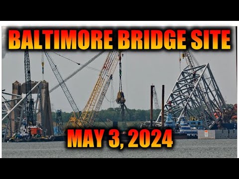 Salvage Work at the Baltimore Bridge Collapse Site from May 3, 2024 in 4K