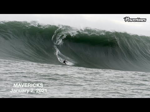 Footage from the water up close surfing at Mavericks