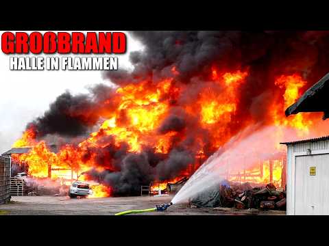 [GROßBRAND: HALLE IN FLAMMEN!] - Massive Rauchentwicklung ~ Großeinsatz der Feuerwehr Essen -