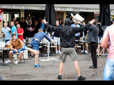 England And Wales Fans Unite Against Russian Hooligans In Lille