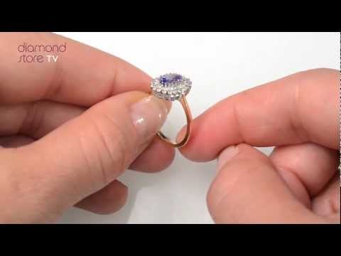 FET35 V - Tanzanite 7 x 5mm And Diamond 18K Gold Ring