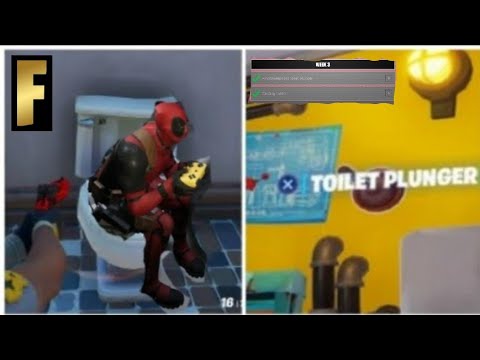 Find Deadpools Toilet Plunger Location and destroy Toilets in Fortnite Deadpool Challenges week 3!