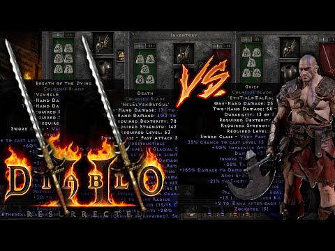 Diablo 2 Resurrected | GRIEF vs BOTD vs DEATH (Comparison) WHIRLWIND