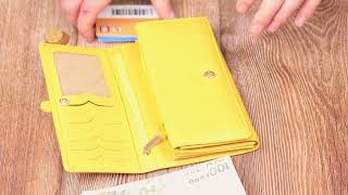 Барвистий жіночий гаманець з великою кількістю відділень із натуральної шкіри Tony Bellucci 21960 жовтий