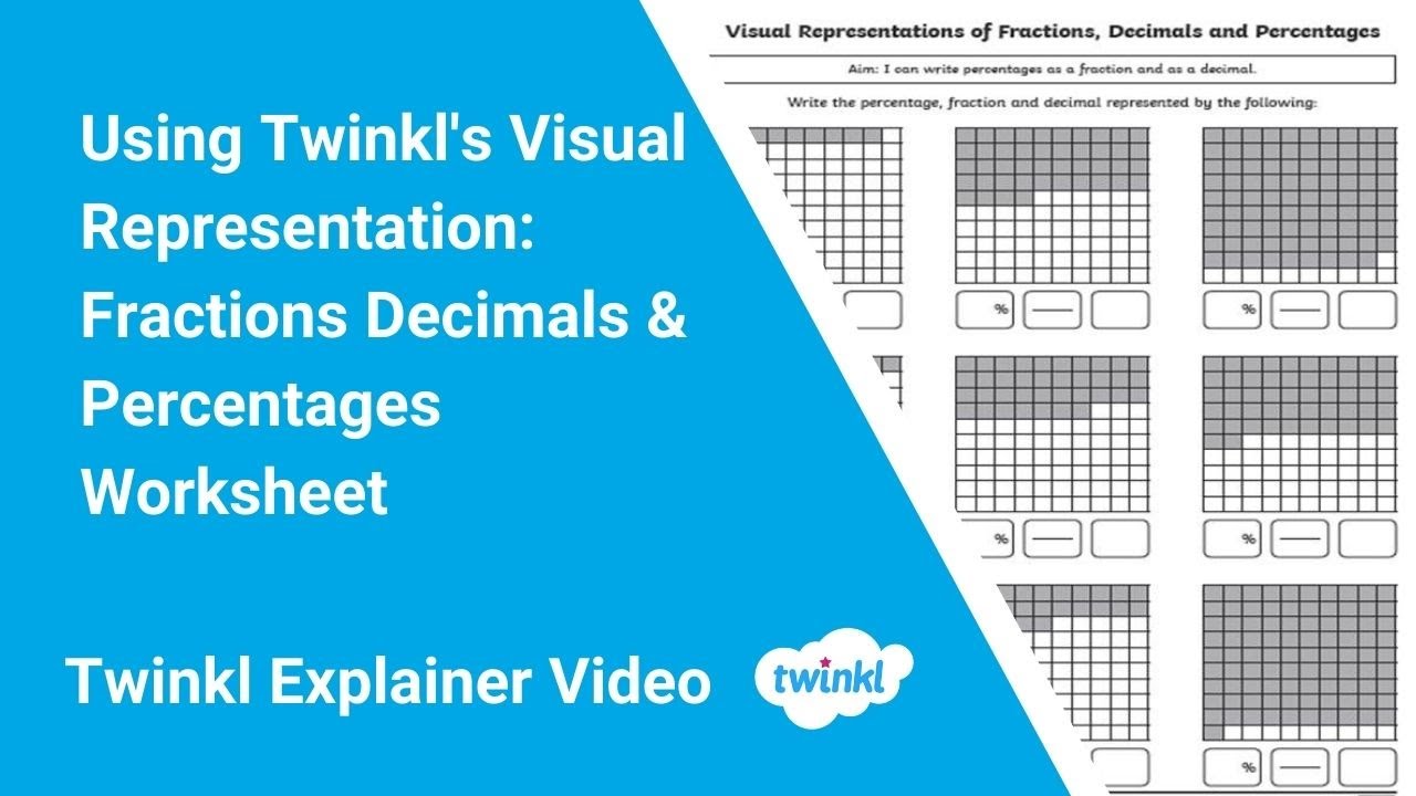 Using Twinkl's Visual Representation: Fractions Decimals & Percentages Worksheet