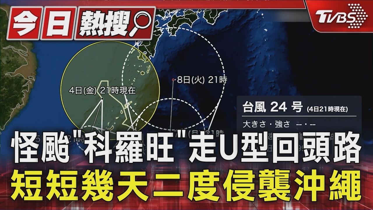怪颱「科羅旺」走U型回頭路 短短幾天二度侵襲沖繩