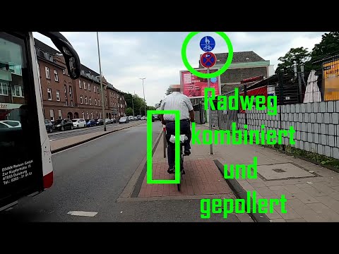 Radweg kombiniert und gepollert
