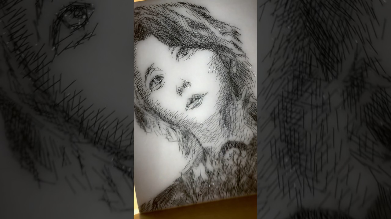 3310本のホチキスの針で描いた大森元貴　#ホチキスアート #腱鞘炎  #🍏