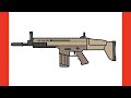How To Draw SCAR L Step By Step Drawing FN Scar H Assault Rifle Pubg Easy