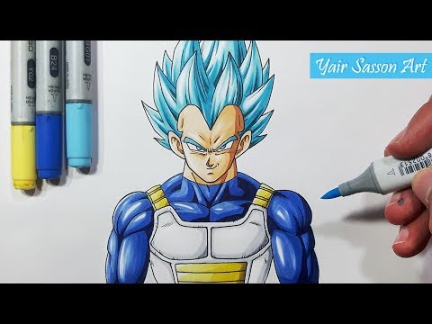 How To Draw Vegeta Super Saiyan BLUE! - Step By Step ...