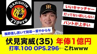 阪神　伏見寅威(35) 打率.100 OPS.296 年俸1億円 ←この人に対する感想