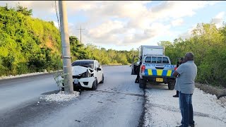 JPS Utility Pole Caused Early Sunday Morning Accident On Bowden Swampy Road In St Thomas 