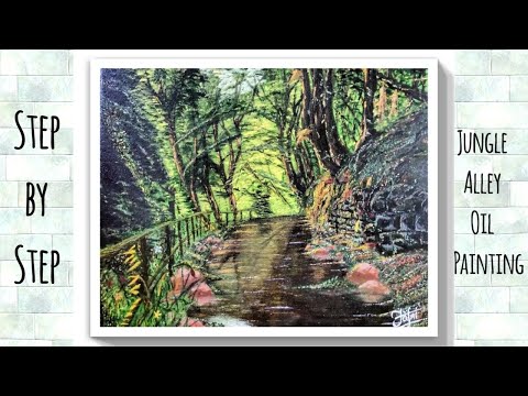 Forest Oil Painting | Walk in the jungle | Jungle Alley STEP by STEP Oil Painting Tutorial
