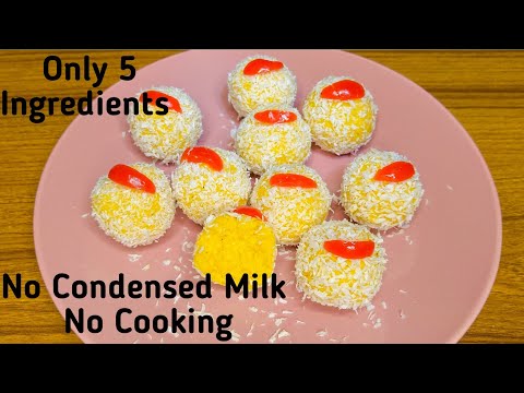 Only 5 Ingredients Mango Laddu Recipe In 5 Minutes | No Condensed Milk | No Cooking | Quick and Easy