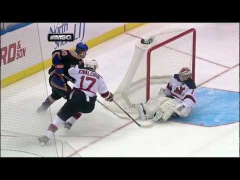 Johan Hedberg robs Michael Grabner on breakaway Feb 3 2013 NJ Devils vs NY Islanders NHL Hockey