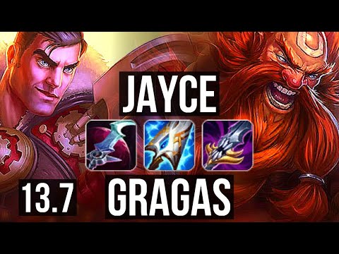 JAYCE vs GRAGAS (TOP) | 7/1/8, 800+ games, 1.1M mastery, Godlike | KR Master | 13.7