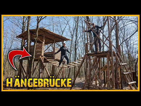 Das Stelzenhaus - Hängebrücke für Schwergewichte [Part 6] - Bushcraft Outdoor Shelter