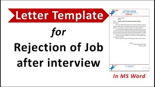Job Rejection Letter in ms word | Decline job offer letter template | Employment rejection letter