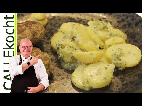 Kartoffelsalat ohne Majonnaise mit Essig und brauner Butter. 1a Rezept