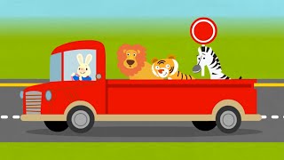 Funny Bunny drives a Car | Animal names | Early learning | Educational cartoons