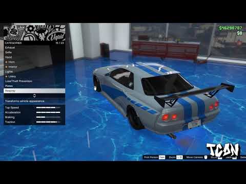 GTA: Online - 2 Fast 2 Furious Nissan Skyline GTR r34 Replica - Elegy Retro Custom Build