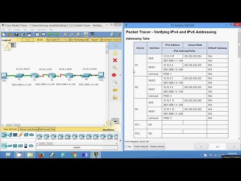 7.3.2.5 Packet Tracer - Verifying IPv4 and IPv6 Addressing