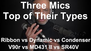 Video thumbnail for Ribbon vs Dynamic vs Condenser - Earthworks SR40V vs Sennheiser MD431 II vs Beyerdynamic V90r by Anton Browne