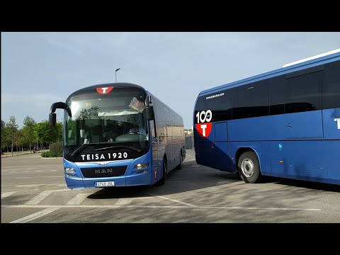 Circulación autobuses, autocares Teisa, Sarfa, Sagalés, Ampsa estación autobuses Girona - Abril 2022