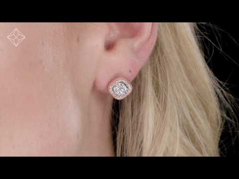 DIAMOND AND PINK DIAMOND HALO ASTERIA OVAL EARRINGS IN 18K ROSE GOLD - FG30 RF