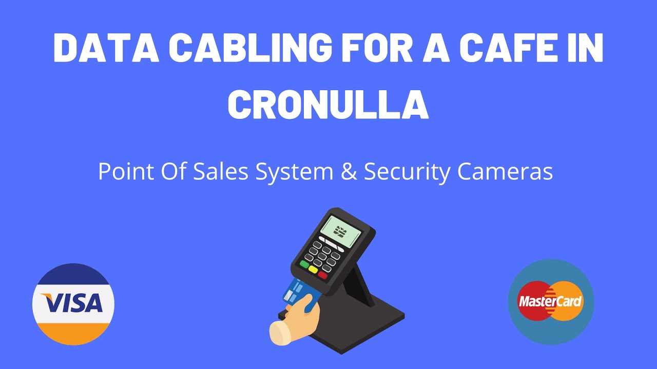 SECURE A COM wiring new data cables for a POS system and security cameras at a Cronulla cafe — late-night commercial cabling job