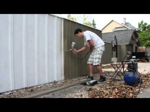 Painting A Fence With an Air Spray Paint Gun - Solid Oil Stain